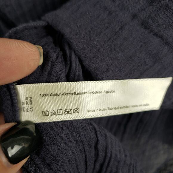 Free People XS Pleat Crepe Babydoll Blouse Black Dark Fairy Boho Renaissance - Picture 8 of 10